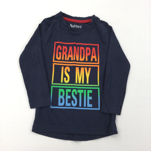 'Grandpa Is My Bestie' Navy Long Sleeve Top - Boys 18-24 Months