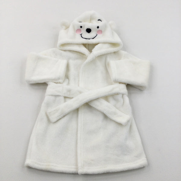 Winnie The Pooh Embroidered White Dressing Gown - Girls 3-6 Months