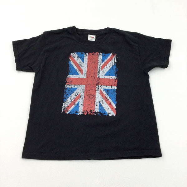 Union Jack Black T-Shirt - Boys 5-6 Years