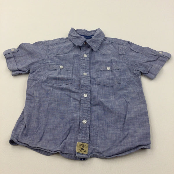 Blue Short Sleeve Cotton Shirt - Boys 3-4 Years