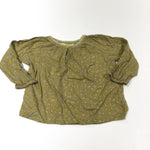 Flowers Olive Green Cotton Blouse - Girls 3-6 Months