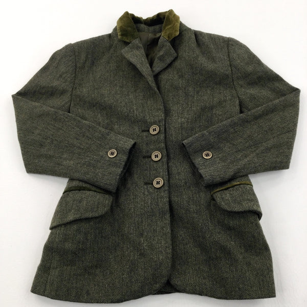 Herringbone Tweed Jacket with Velvet Collar - Girls/Boys 18-24 Months