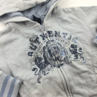 'Authentic' Pale Blue Zip Up Hoodie Sweatshirt - Boys 9-12 Months