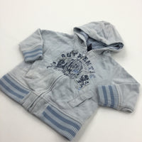 'Authentic' Pale Blue Zip Up Hoodie Sweatshirt - Boys 9-12 Months