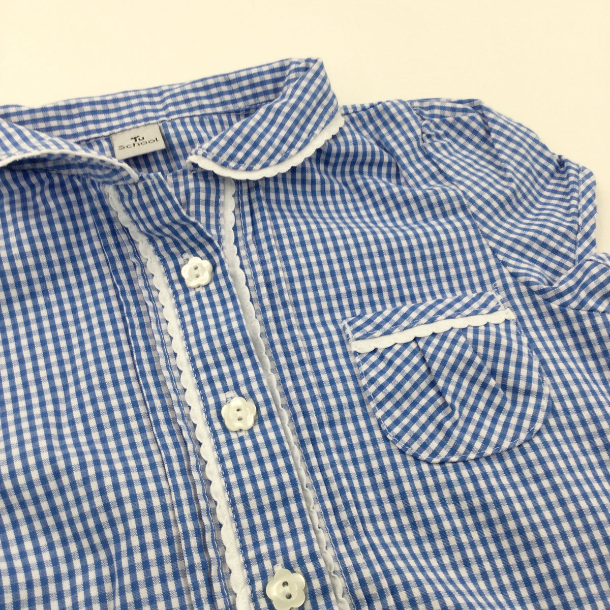 Blue fashion gingham school blouse