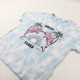 'Chill' Dolphin Sequinned Blue T-Shirt - Girls 10-11 Years