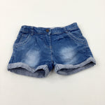 Mid Blue Denim Shorts With Adjustable Waist - Girls 5-6 Years