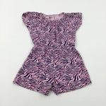 Animal Print Pink Jersey Playsuit - Girls 5-6 Years