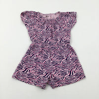 Animal Print Pink Jersey Playsuit - Girls 5-6 Years