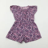 Animal Print Pink Jersey Playsuit - Girls 5-6 Years