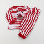 Reindeer Red Striped Pyjamas - Boys/Girls 9-12 Months