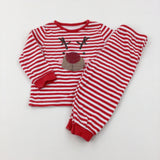 Reindeer Red Striped Pyjamas - Boys/Girls 9-12 Months