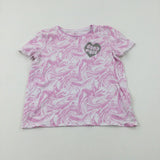 'Good Vibes' Glittery Swirls Pink & White T-Shirt - Girls 10-11 Years