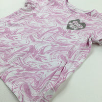 'Good Vibes' Glittery Swirls Pink & White T-Shirt - Girls 10-11 Years