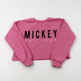 'Mickey Est 1928' Pink Cropped Sweatshirt - Girls 10-11 Years