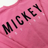 'Mickey Est 1928' Pink Cropped Sweatshirt - Girls 10-11 Years