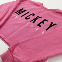 'Mickey Est 1928' Pink Cropped Sweatshirt - Girls 10-11 Years