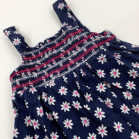 Flowers Navy Dress - Girls 12-18 Months