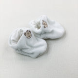 Bear Appliqued White Baby Shoes - Size 0