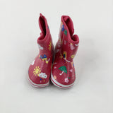 Butterflies & Umbrellas Pink Baby Boots - Size 4.5