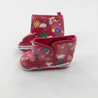 Butterflies & Umbrellas Pink Baby Boots - Size 4.5