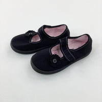 Flowers Black Plimsolls - Size 9