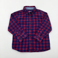 Red & Navy Checked Long Sleeve Shirt - Boys 18-24 Months
