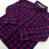 Red & Navy Checked Long Sleeve Shirt - Boys 18-24 Months