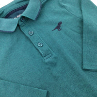 Dinosaur Motif Green Long Sleeve Polo Shirt - Boys 18-24 Months