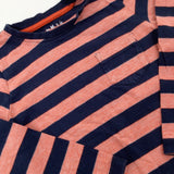 Navy & Orange Striped Long Sleeve Top - Boys 18-24 Months