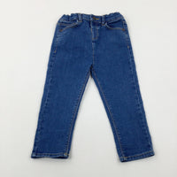 Mid Blue Denim Jeans With Adjustable Waist - Boys 18-24 Months