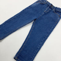 Mid Blue Denim Jeans With Adjustable Waist - Boys 18-24 Months
