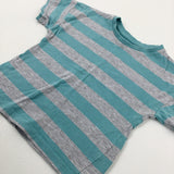 Green & Grey Striped T-Shirt - Boys 18-24 Months
