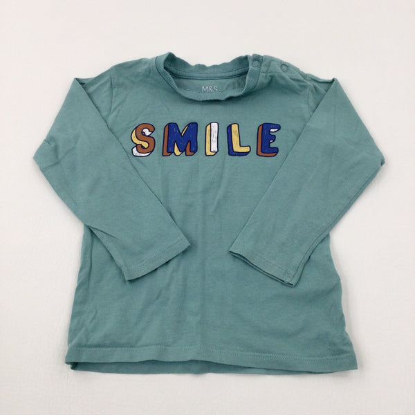 'Smile' Green Long Sleeve Top - Boys 18-24 Months