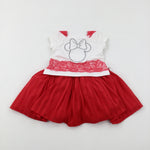 Minnie Mouse Embroidered Red Party Dress - Girls 18-24 Months