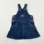 'Princess' Crown Embroidered Blue Denim Dungaree Dress - Girls 18-24 Months