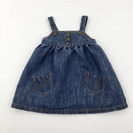 Dark Blue Denim Dungaree Dress - Girls 18-24 Months