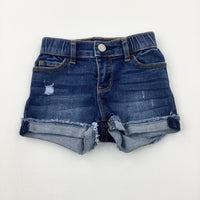 Distressed Mid Blue Denim Shorts - Girls 18-24 Months