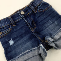 Distressed Mid Blue Denim Shorts - Girls 18-24 Months