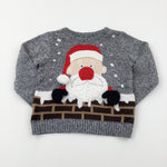 Father Christmas Spotty Grey Knitted Jumper - Boys/Girls 4-5 Years