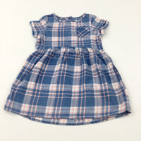 Light Blue & Pink Tartan Dress - Girls 2-3 Years