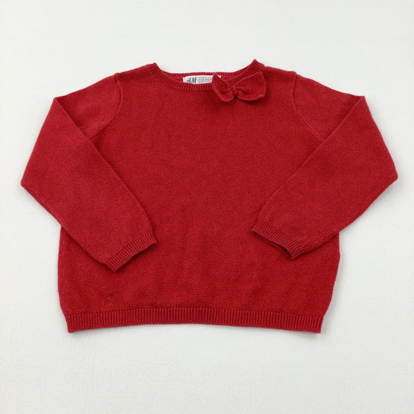 Sparkly Red Knitted Jumper - Girls 2-3 Years