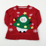 Christmas Tree With Baubles Red Knitted Jumper - Boys/Girls 3-4 Years