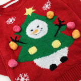 Christmas Tree With Baubles Red Knitted Jumper - Boys/Girls 3-4 Years