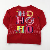 'HO HO HO' Red Knitted Jumper - Boys/Girls 7-8 Years