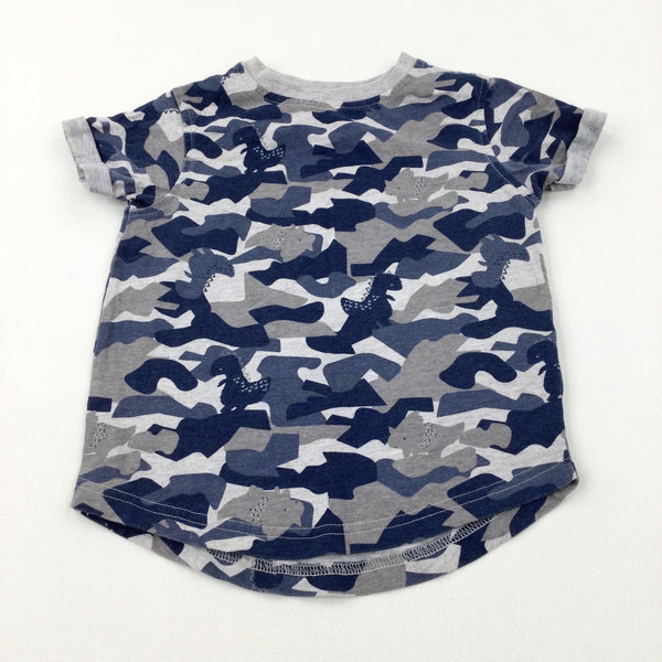 Dinosaurs Camouflage Navy & Grey T-Shirt - Boys 3-4 Years