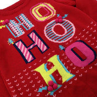 'HO HO HO' Red Knitted Jumper - Boys/Girls 7-8 Years