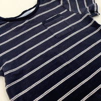 Navy Striped Cotton T-Shirt - Boys 3-4 Years