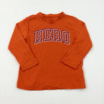'Hero' Orange Cotton Long Sleeve Top - Boys 3-4 Years