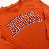 'Hero' Orange Cotton Long Sleeve Top - Boys 3-4 Years